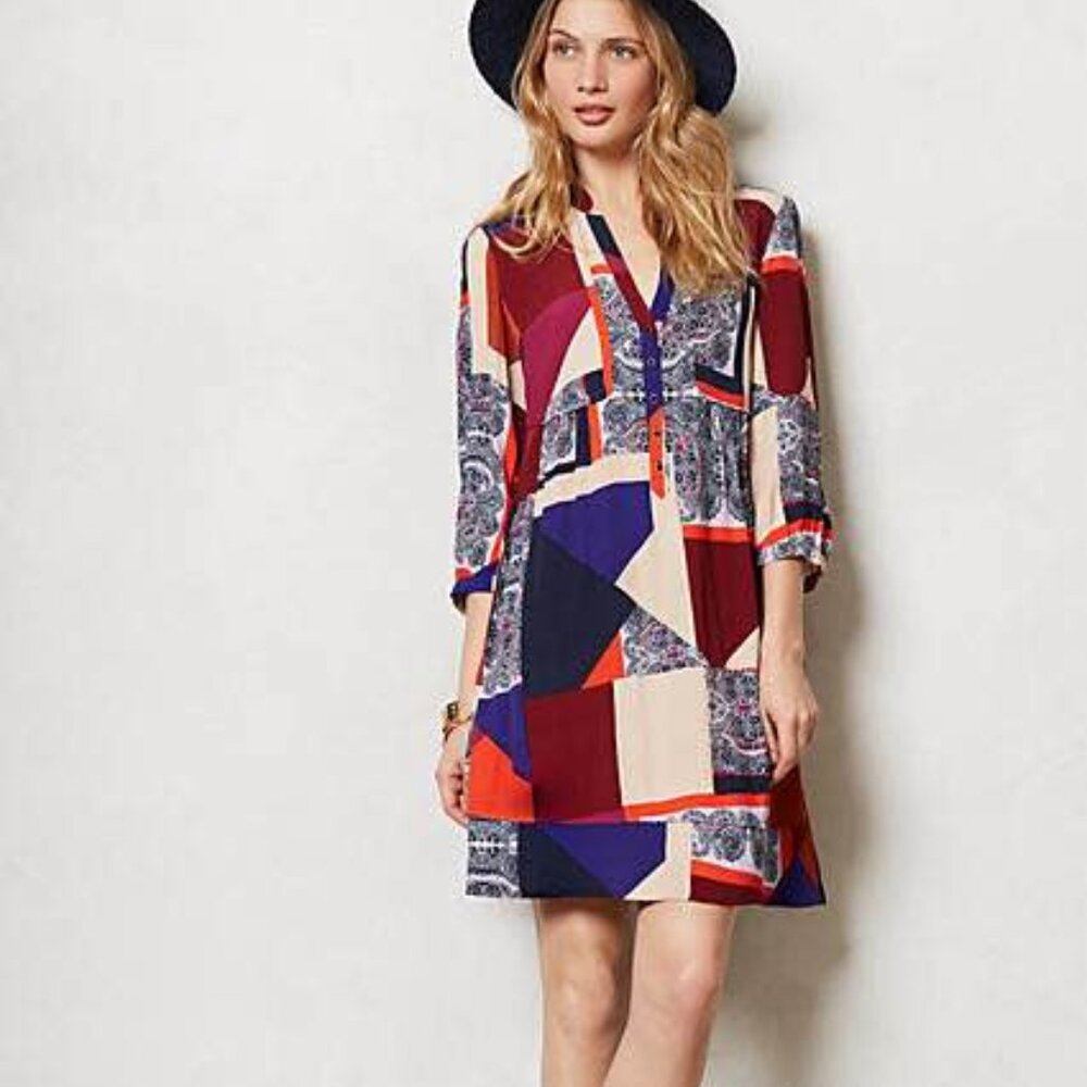 Maeve patchwork tunic dress size 4